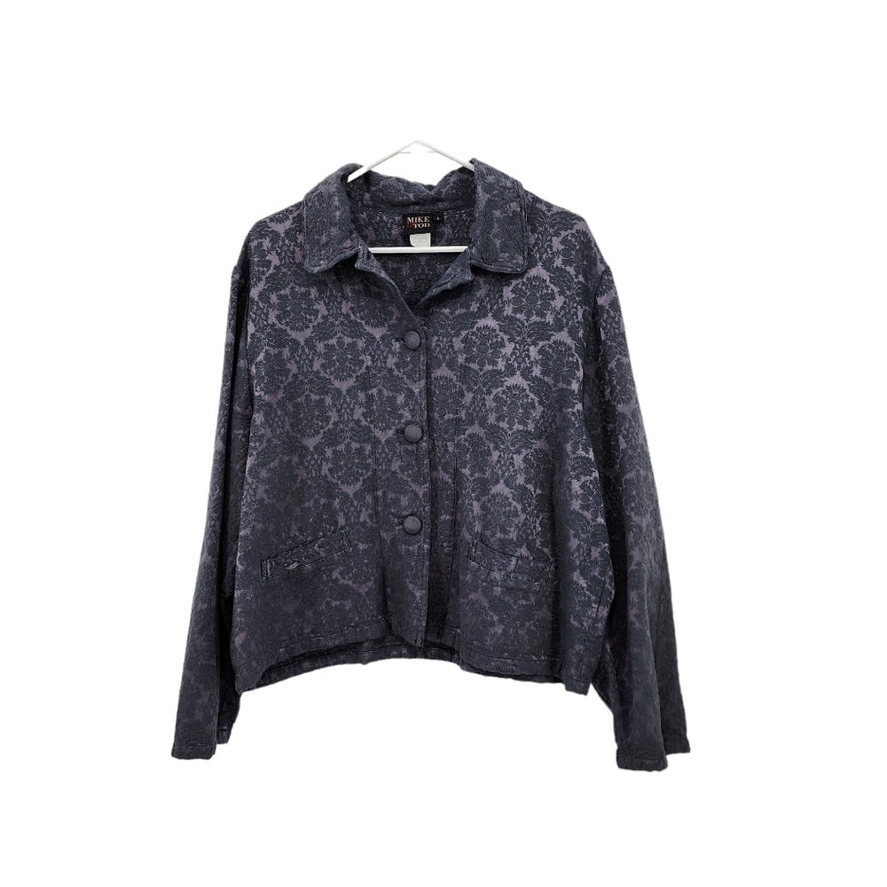 Mike & Tod Women's Cotton Blend Floral Embroidered Button Front Top Lagenlook